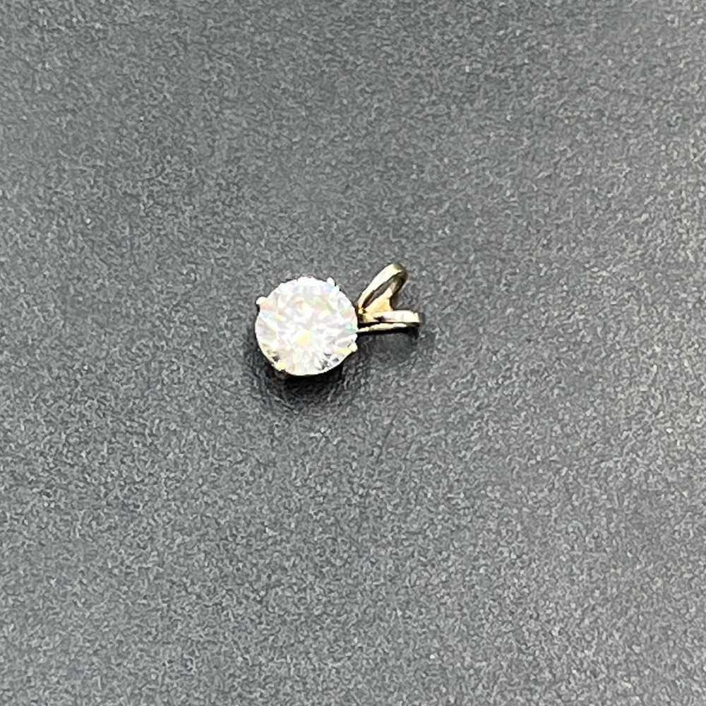 Designer Signed 14k Yellow Gold Prong Round CZ Solitaire Small 
Pendant